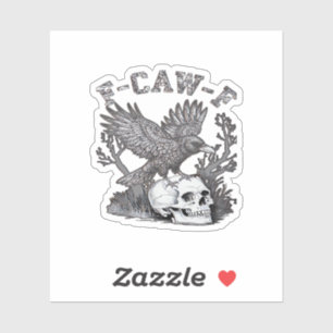 Sticker Gothic drôle F-Caw-F Humour Corbeau Essentiel Rétr