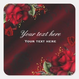 Sticker gothique en soie Red Roses Étiquette