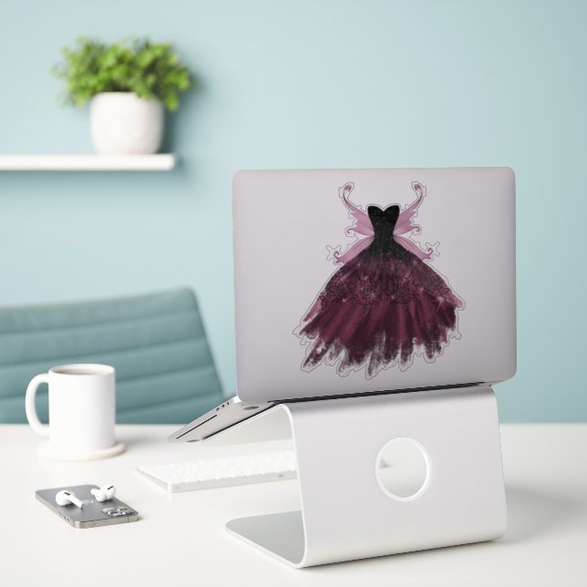 Sticker Gothique Fairy Fuchsia Gown | Punk Rock rose Magen (Ordinateur portable sur le bureau)