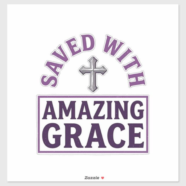 Sticker Grâce Incroyable Croix Chrétienne Vintage (Feuille)