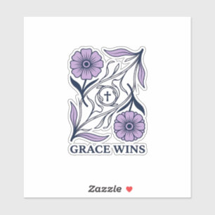 Sticker Grace Wins Floral Christian Vintage Engraving Tee_