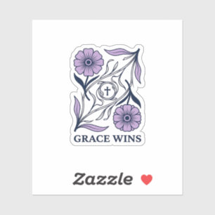 Sticker Grace Wins Floral Christian Vintage Engraving Tee_