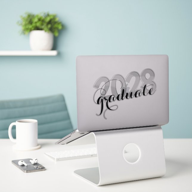 Sticker Graduation minimale de script moderne noir (Ordinateur portable sur le bureau)