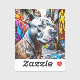 Sticker Graffiti Street Art Pitbull