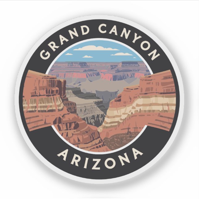 Sticker Grand Canyon National Park Arizona Vintage voyage (Devant)