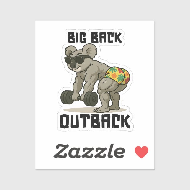 Sticker Grand dos Outback – Design de soulevé de terre drô (Feuille)