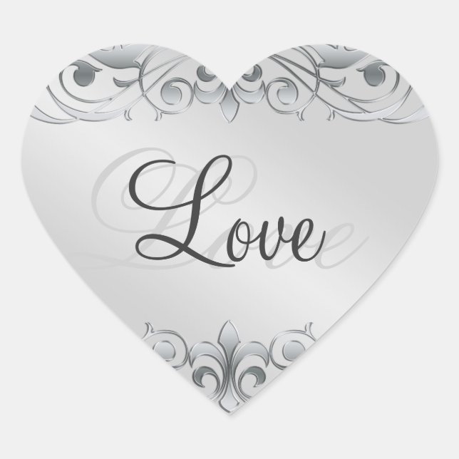 Sticker Grand Duchess Silver Scroll Heart Love (Devant)