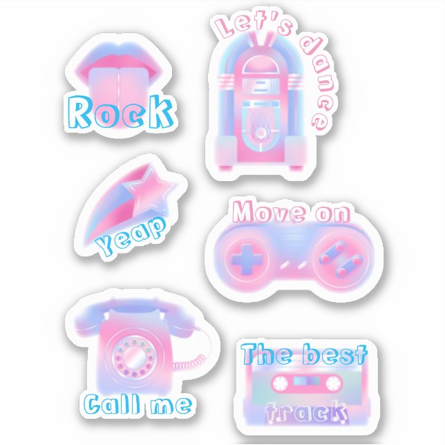 Sticker Grand ensemble de musique rose rétro (Devant)