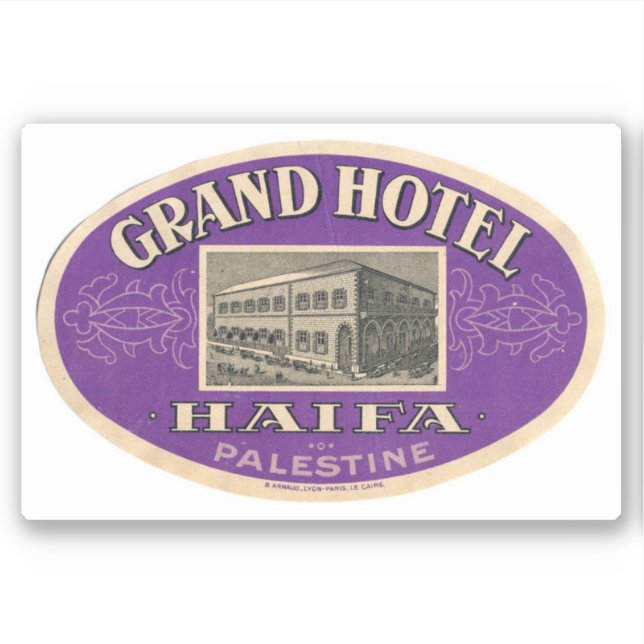 Sticker Grand Hotel Haifa Palestine (Devant)