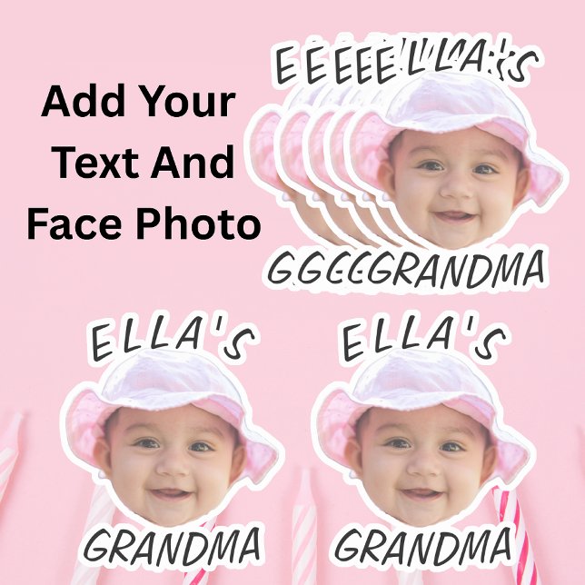 Sticker Grand-mère photo personnalisée du visage de bébé (Créateur téléchargé)