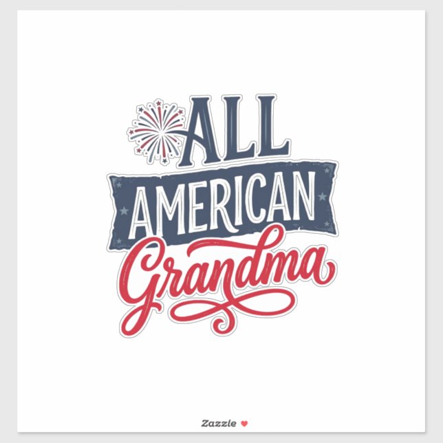 Sticker Grand-mère tout américaine, conception de feu d'ar (Feuille)