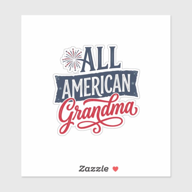 Sticker Grand-mère tout américaine, conception de feu d'ar (Feuille)