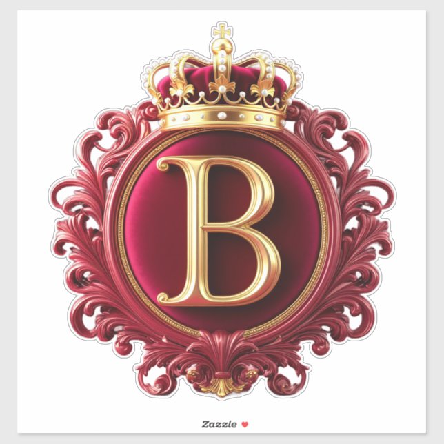 Sticker Grand monogramme B sur velours rouge (Feuille)