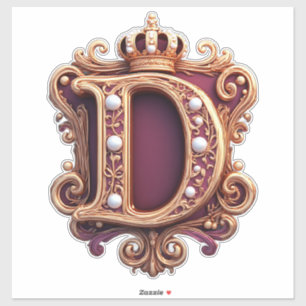Sticker Grand Monogramme D sur Velours Rouge