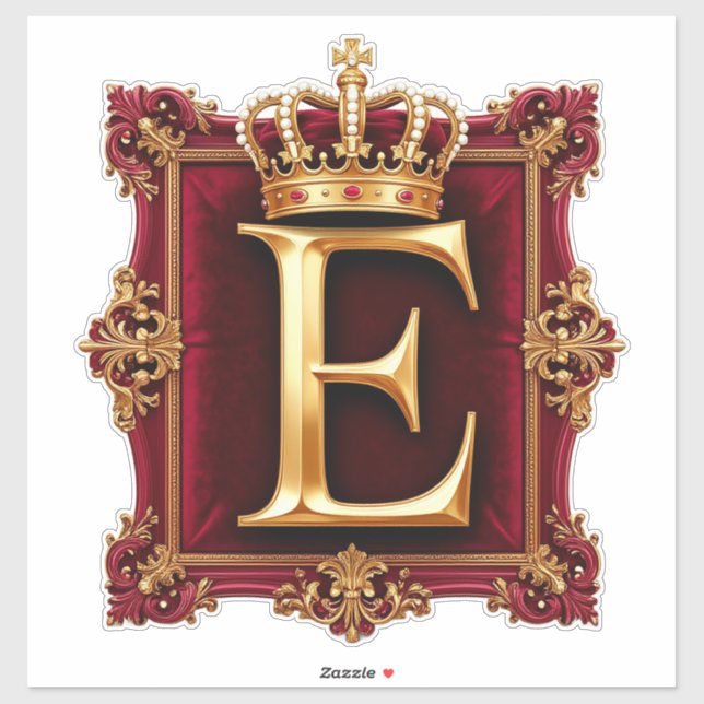 Sticker Grand monogramme E sur velours rouge (Feuille)