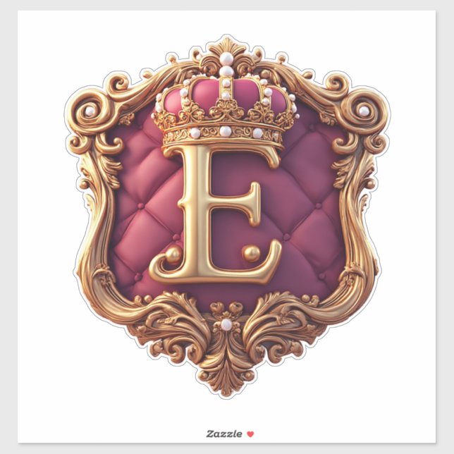 Sticker Grand monogramme E sur velours rouge (Feuille)