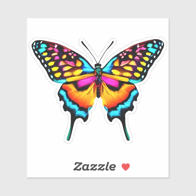 Sticker Grand Papillon à queue épaisse colorée (Feuille)