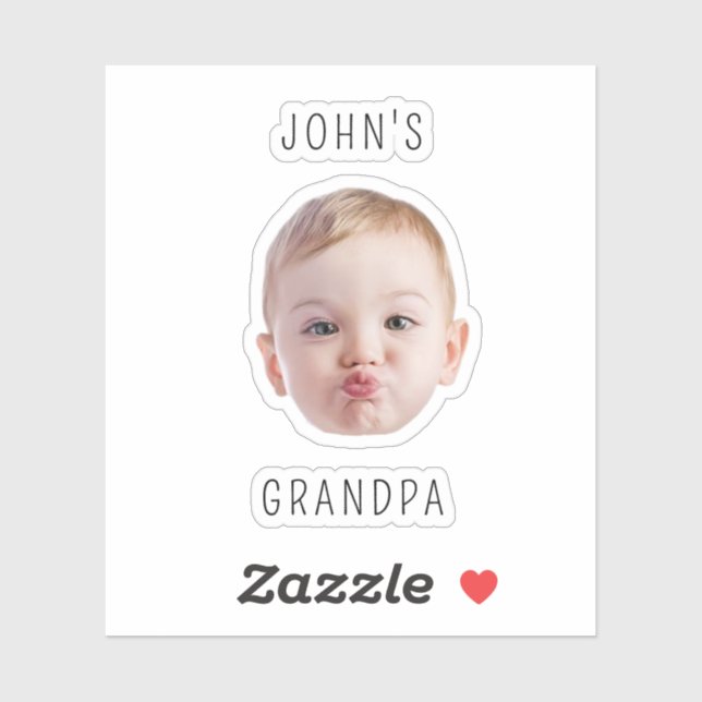 Sticker Grand-père Anniversaire, Bébé Visage Dady Cadeau,  (Feuille)