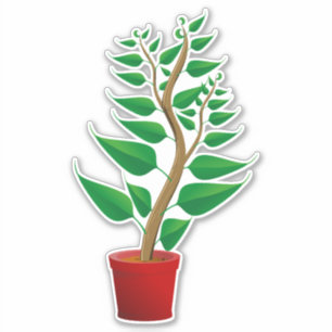 Sticker grand plante vert dans son pot