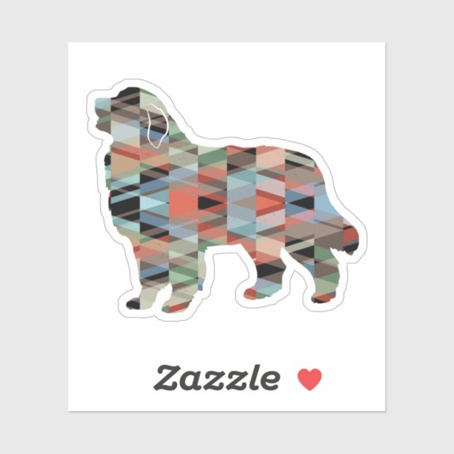 Sticker Grand Pyrénées race de chien Geo Silhouette Plaid (Feuille)