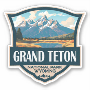 Sticker Grand Teton National Park Illustration Retro