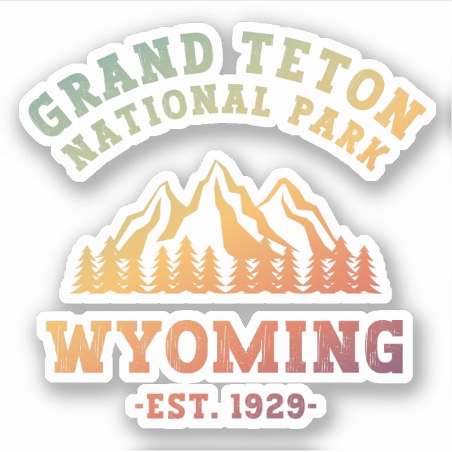 Sticker Grand Teton National Park Wyoming USA Gradient (Devant)