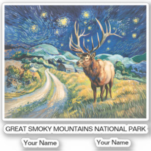Sticker Grande faune des montagnes Smoky Elk Rétro Van Gog
