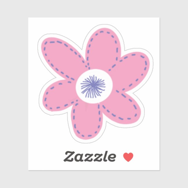 Sticker Grande Fleur blanche Retro Rose Periwinkkkt (Feuille)
