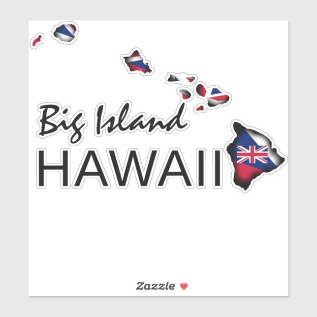 Sticker GRANDE ÎLE - HAWAII ÎLES HI Drapeau NOIR (Feuille)