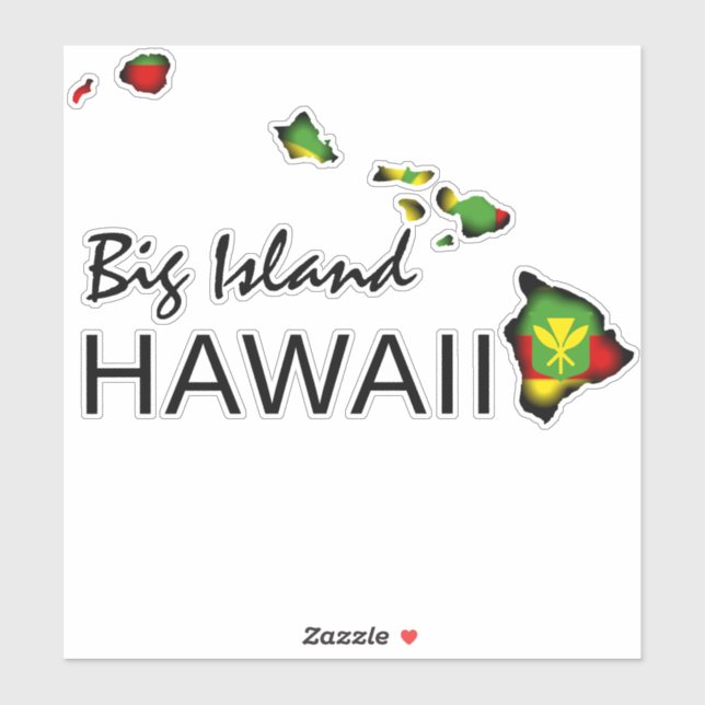 STICKER GRANDE ÎLE - KANAKA MAOLI HAWAII ÎLES NOIRES (Feuille)