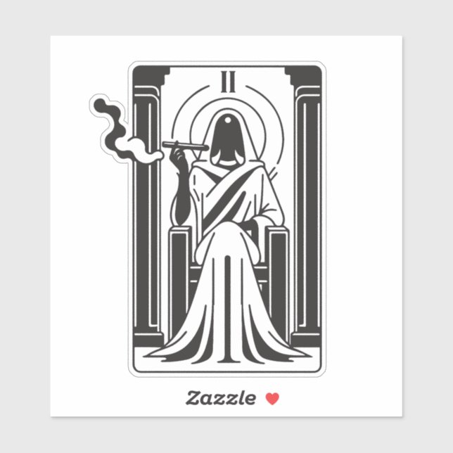 Sticker Grande Prêtresse du Tarot Fumant de l'Occulte (Feuille)