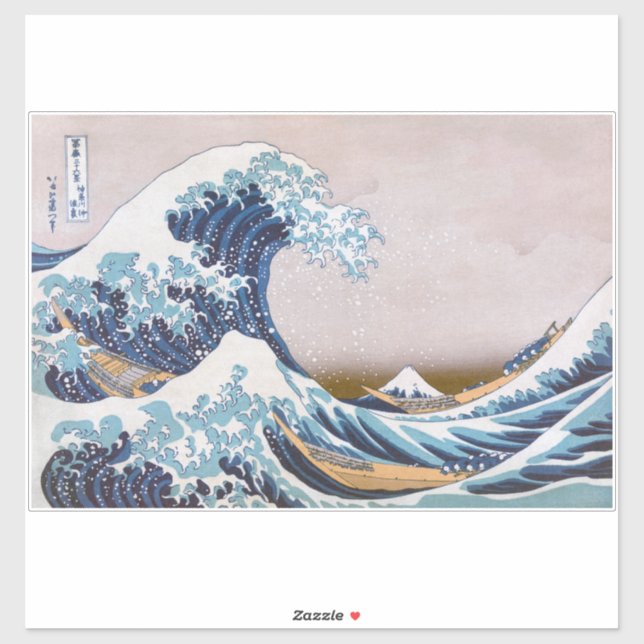 Sticker Grande vague du tsunami Kanagawa Japon par Hokusai (Feuille)