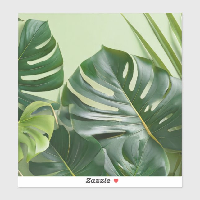 Sticker Grandes feuilles d'usine avec espace texte (Feuille)