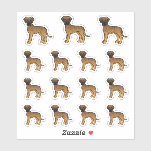 Sticker Grands Dânes Bringés Chiens de Dessin Animé Mignon (Feuille)