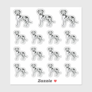 Sticker Grands Danois Harlequin Chien de Dessin Animé Mign