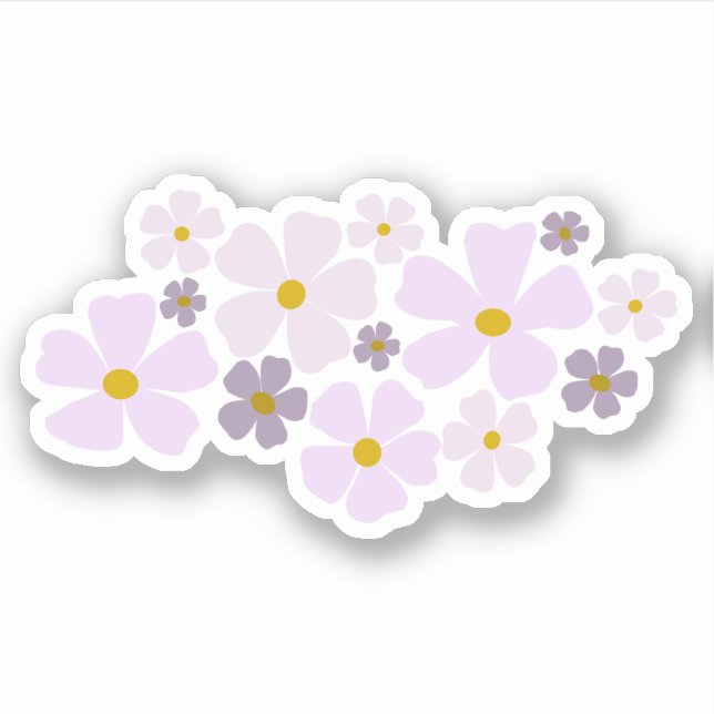 Sticker Graphique de fleurs rose et violet (Devant)