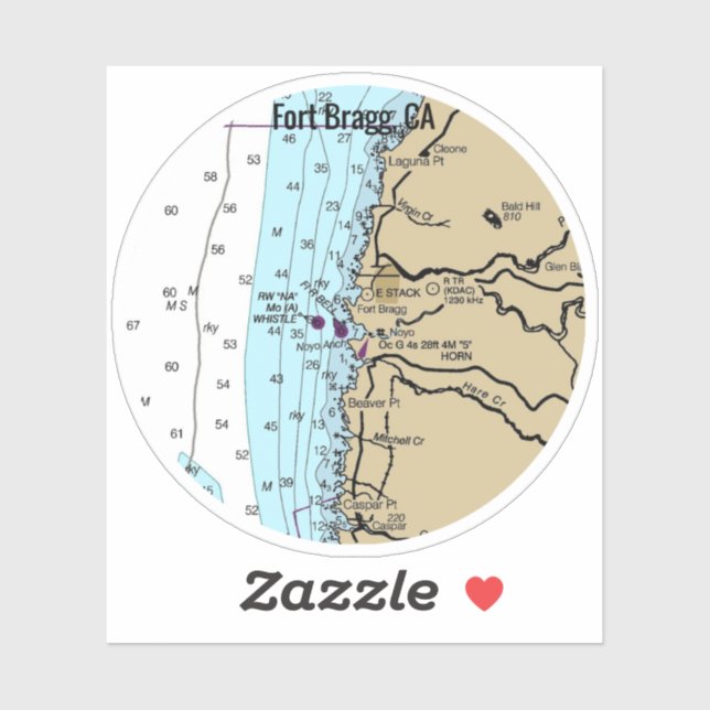 Sticker Graphique de Fort Bragg en Californie (Feuille)
