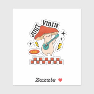 Sticker Graphisme de champignon juste vibin chill
