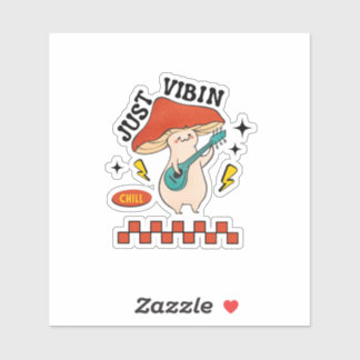 Sticker Graphisme de champignon juste vibin chill