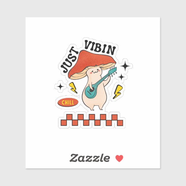 Sticker Graphisme de champignon juste vibin chill (Feuille)