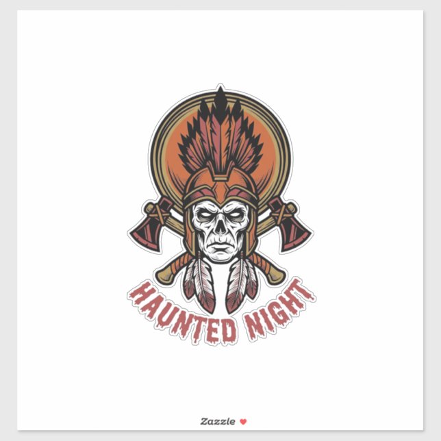 Sticker Graphisme de gravure de guerrier Halloween vintage (Feuille)