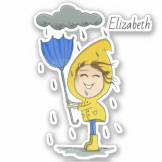 Sticker Graphisme de la journée Rainy Windy de la fille mi