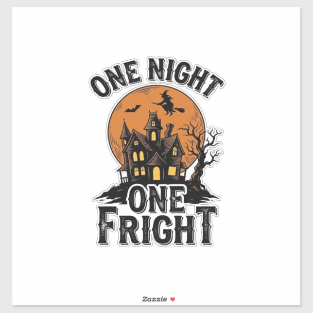 Sticker Graphisme de sorcière de lune de Halloween hanté v (Feuille)