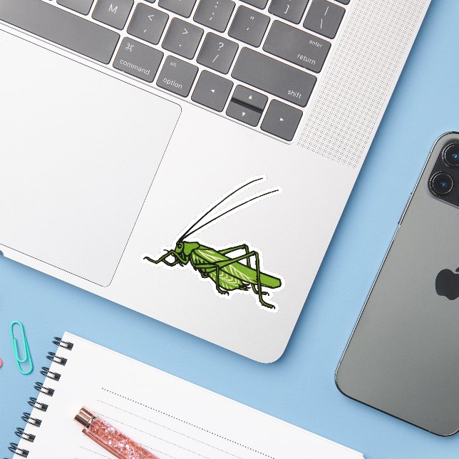 Sticker Grasshopper vert vintage (Ordinateur portable avec iPhone)