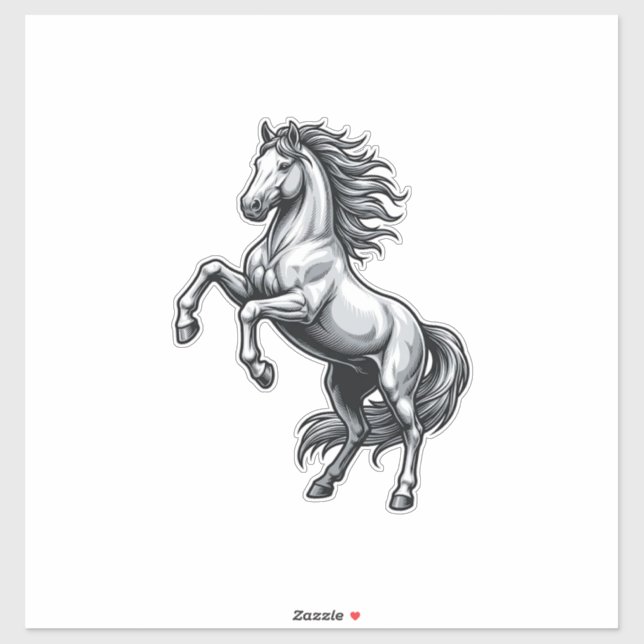 Sticker Gravure Ancienne Cheval Cabré Design Vectoriel_1 (Feuille)