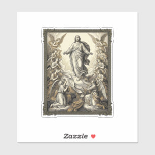 Sticker Gravure d'ange d'ascension vintage Vector Art_1