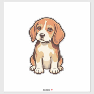 Sticker Gravure vintage chiot Beagle Art vectoriel_1