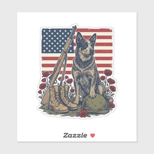 Sticker Gravure vintage commémorative patriotique Blue Hee (Feuille)