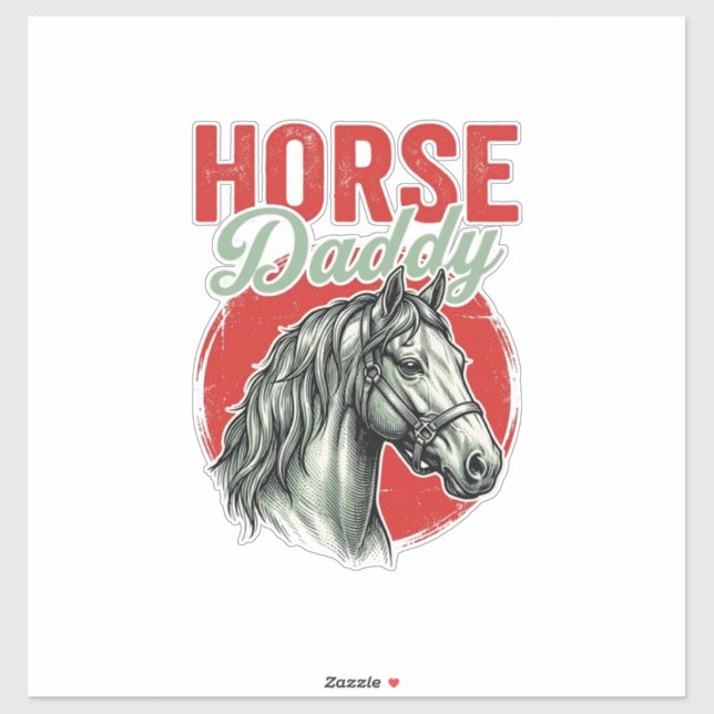 Sticker Gravure vintage de papa cheval (Feuille)