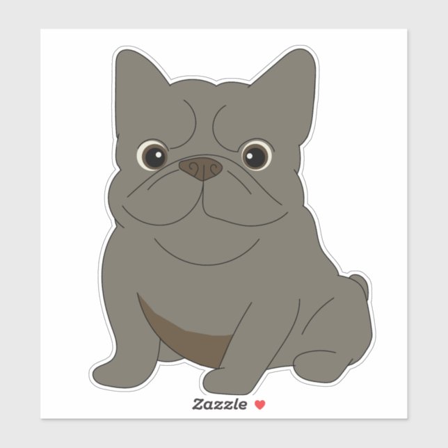 Sticker Gray Baby French Bulldog, Cream, (Feuille)